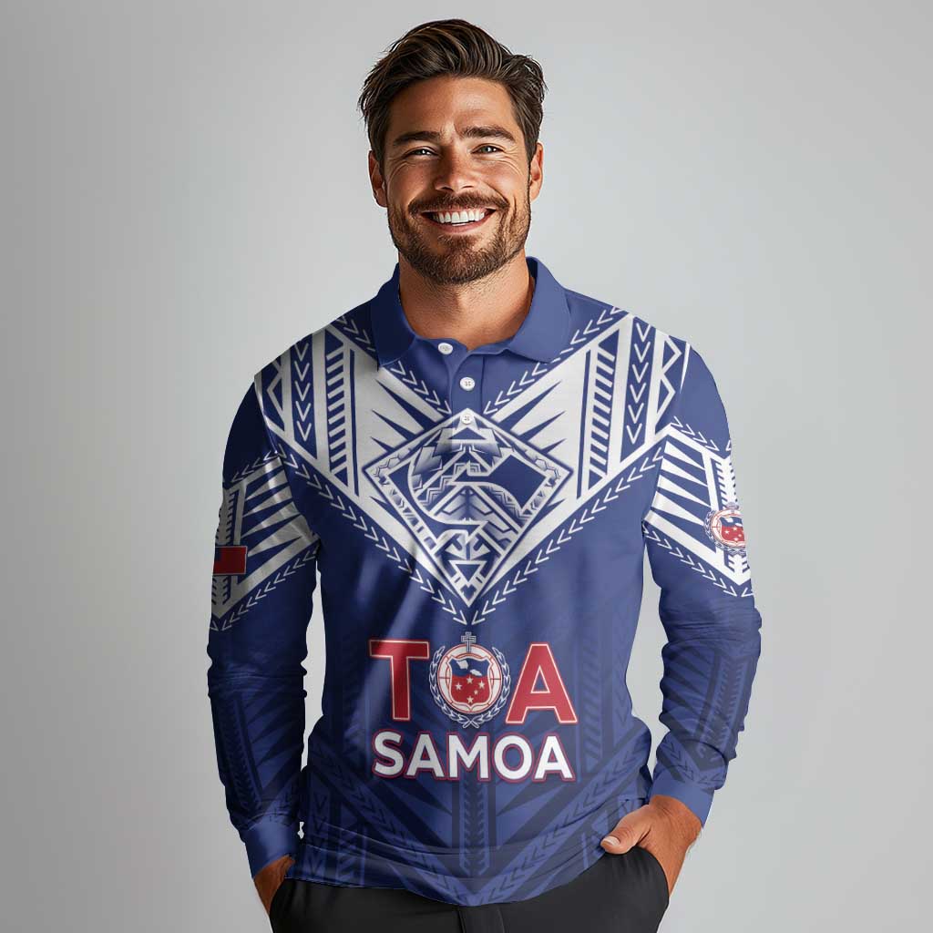 Super Toa Samoa Rugby Custom Long Sleeve Polo Shirt Warrior Spirit LT05