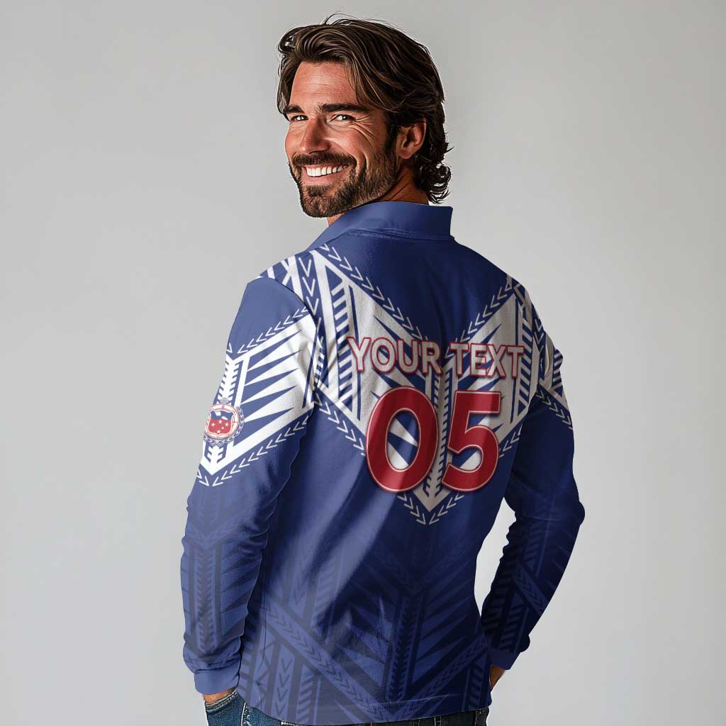 Super Toa Samoa Rugby Custom Long Sleeve Polo Shirt Warrior Spirit LT05