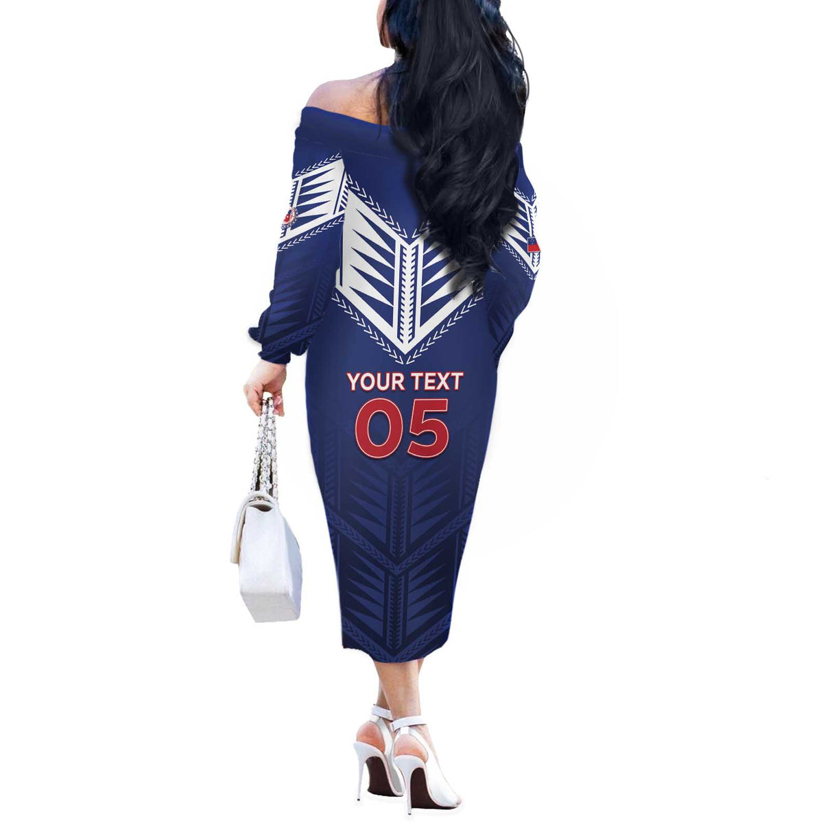 Super Toa Samoa Rugby Custom Off The Shoulder Long Sleeve Dress Warrior Spirit LT05