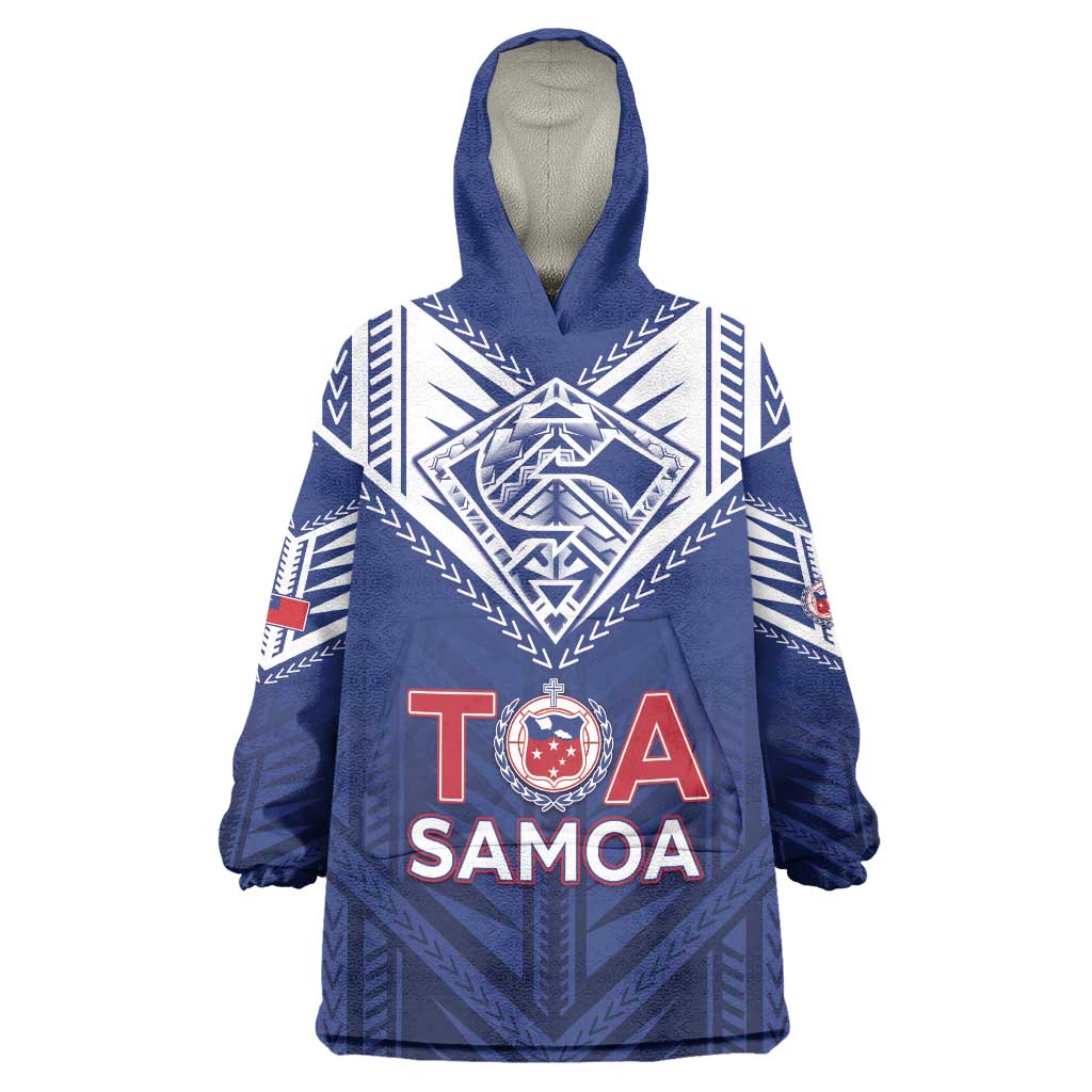 Super Toa Samoa Rugby Custom Wearable Blanket Hoodie Warrior Spirit LT05