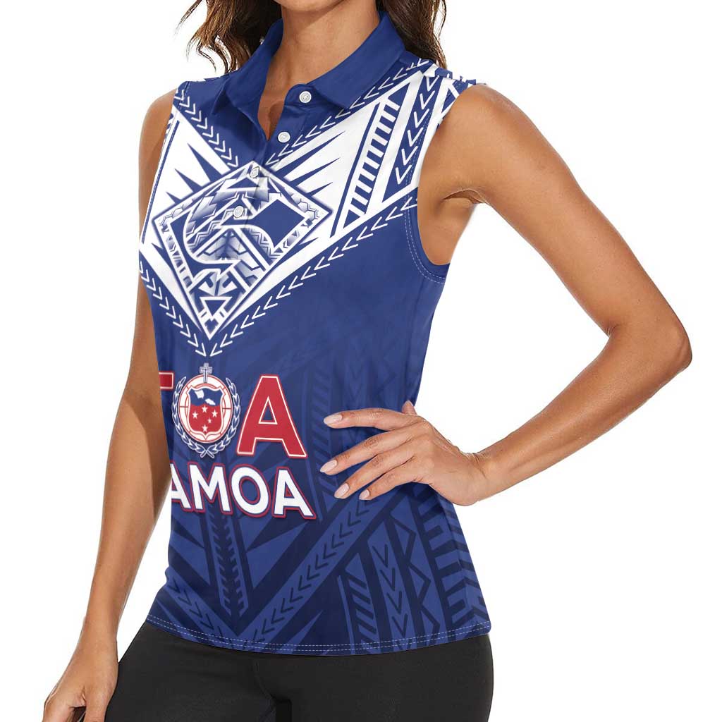 Super Toa Samoa Rugby Custom Women Sleeveless Polo Shirt Warrior Spirit LT05