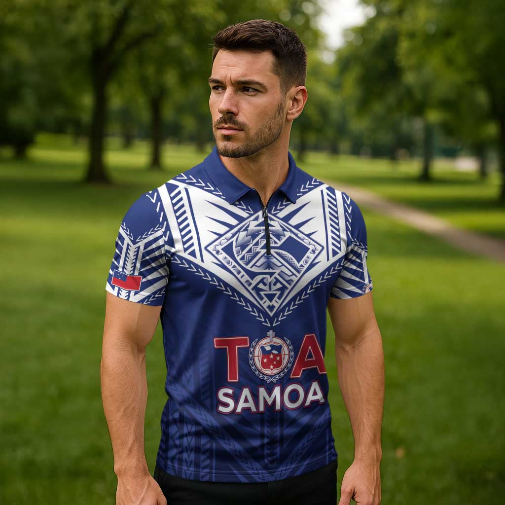 Super Toa Samoa Rugby Custom Zipper Polo Shirt Warrior Spirit LT05