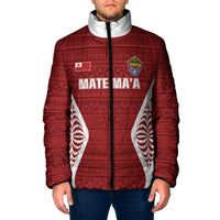 Mate Maa Tonga Rugby Padded Jacket Kupesi Tokelau Feletoa Pattern LT05 Men Red - Polynesian Pride