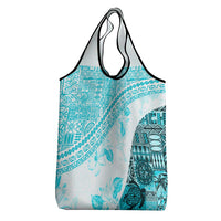 Hawaiian Tapa Grocery Bag Traditional Vintage Pattern Aqua LT05 - Polynesian Pride
