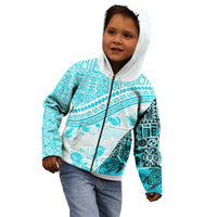 Hawaiian Tapa Kid Hoodie Traditional Vintage Pattern Aqua LT05 - Polynesian Pride