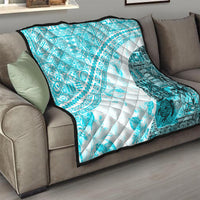 Hawaiian Tapa Quilt Traditional Vintage Pattern Aqua LT05 - Polynesian Pride