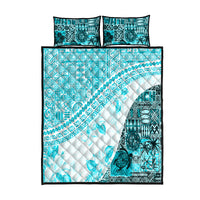 Hawaiian Tapa Quilt Bed Set Traditional Vintage Pattern Aqua LT05 Aqua - Polynesian Pride