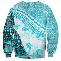 Hawaiian Tapa Sweatshirt Traditional Vintage Pattern Aqua LT05 - Polynesian Pride