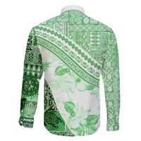 Hawaiian Tapa Family Matching Short Sleeve Bodycon Dress and Hawaiian Shirt Traditional Vintage Pattern Green LT05 - Polynesian Pride