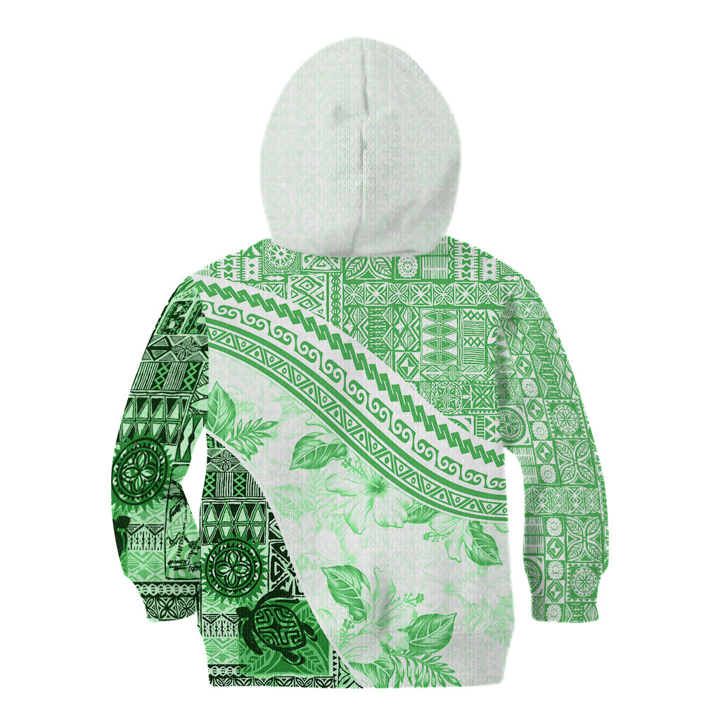 Hawaiian Tapa Kid Hoodie Traditional Vintage Pattern Green LT05 - Polynesian Pride