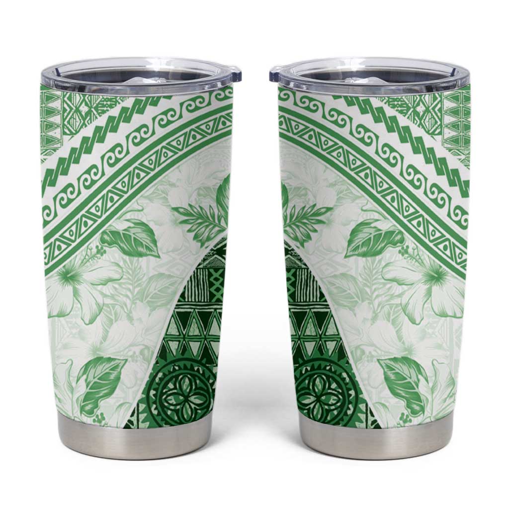 Hawaiian Tapa Tumbler Cup Traditional Vintage Pattern Green