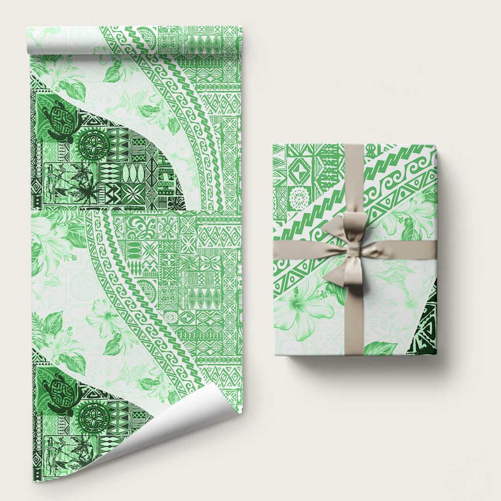 Hawaiian Tapa Wrapping Paper Traditional Vintage Pattern Green - Polynesian Pride