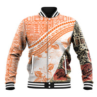 Hawaiian Tapa Baseball Jacket Traditional Vintage Pattern Orange LT05 Unisex Orange - Polynesian Pride