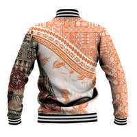 Hawaiian Tapa Baseball Jacket Traditional Vintage Pattern Orange LT05 - Polynesian Pride
