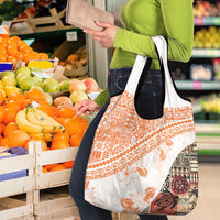 Hawaiian Tapa Grocery Bag Traditional Vintage Pattern Orange
