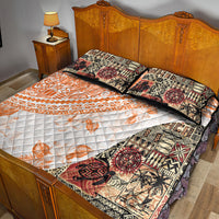 Hawaiian Tapa Quilt Bed Set Traditional Vintage Pattern Orange LT05 - Polynesian Pride