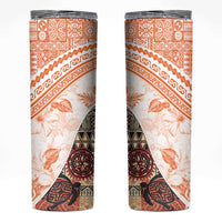 Hawaiian Tapa Skinny Tumbler Traditional Vintage Pattern Orange