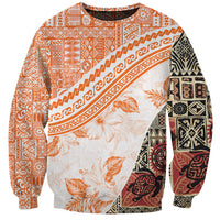 Hawaiian Tapa Sweatshirt Traditional Vintage Pattern Orange LT05 Unisex Orange - Polynesian Pride