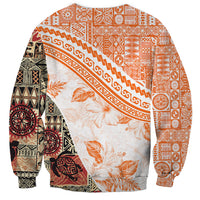 Hawaiian Tapa Sweatshirt Traditional Vintage Pattern Orange LT05 - Polynesian Pride