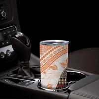 Hawaiian Tapa Tumbler Cup Traditional Vintage Pattern Orange