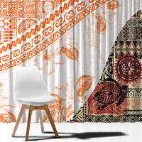 Hawaiian Tapa Window Curtain Traditional Vintage Pattern Orange LT05 - Polynesian Pride