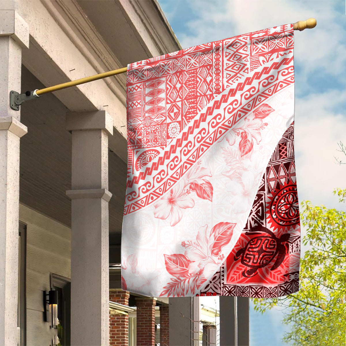 Hawaiian Tapa Garden Flag Traditional Vintage Pattern Red LT05 House Flag Red - Polynesian Pride