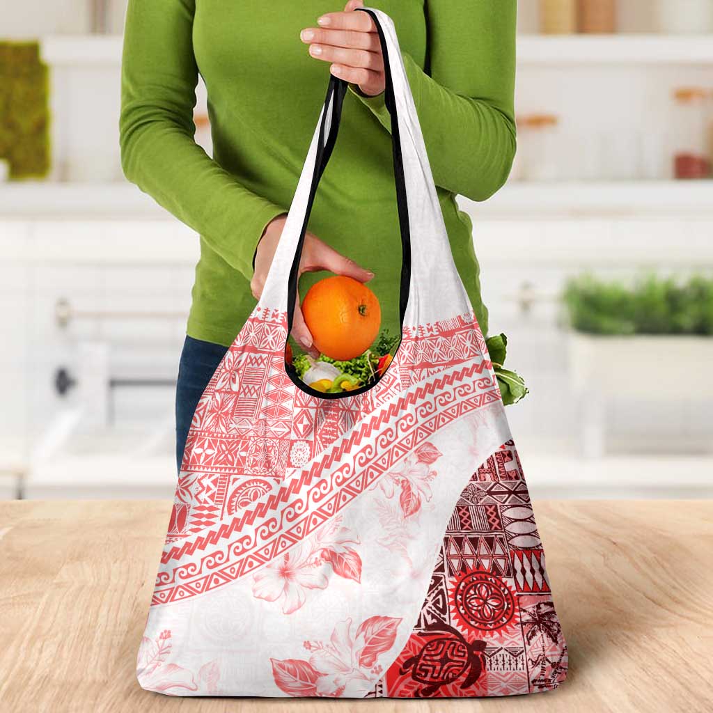 Hawaiian Tapa Grocery Bag Traditional Vintage Pattern Red LT05 - Polynesian Pride