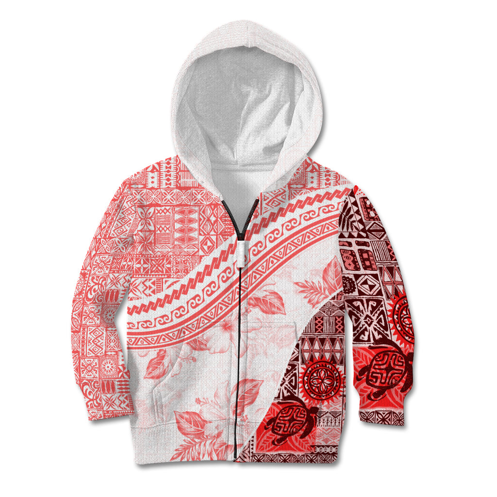 Hawaiian Tapa Kid Hoodie Traditional Vintage Pattern Red LT05 - Polynesian Pride