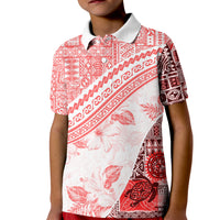 Hawaiian Tapa Kid Polo Shirt Traditional Vintage Pattern Red LT05 Kid Red - Polynesian Pride