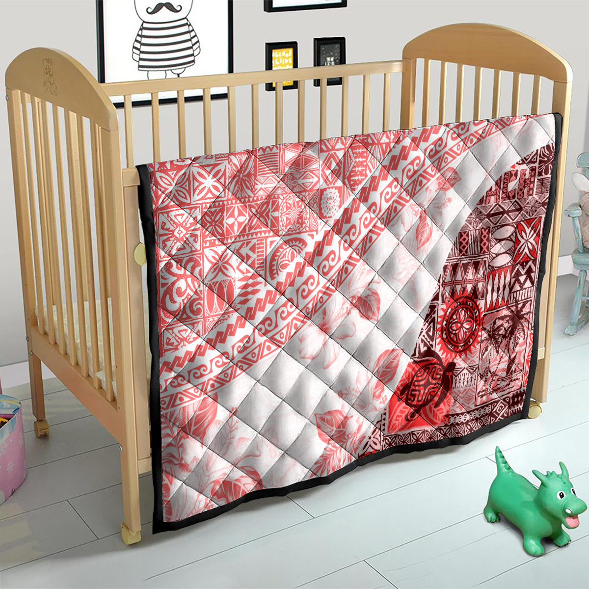 Hawaiian Tapa Quilt Traditional Vintage Pattern Red LT05 - Polynesian Pride