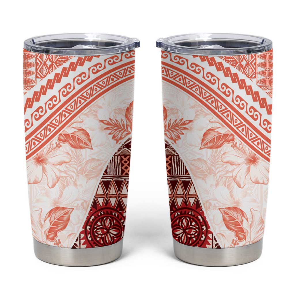 Hawaiian Tapa Tumbler Cup Traditional Vintage Pattern Red