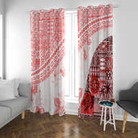 Hawaiian Tapa Window Curtain Traditional Vintage Pattern Red LT05 With Grommets Red - Polynesian Pride