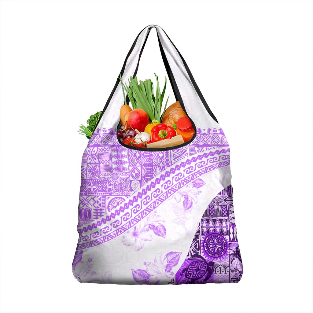 Hawaiian Tapa Grocery Bag Traditional Vintage Pattern Violet LT05 1-pack One Size Violet - Polynesian Pride
