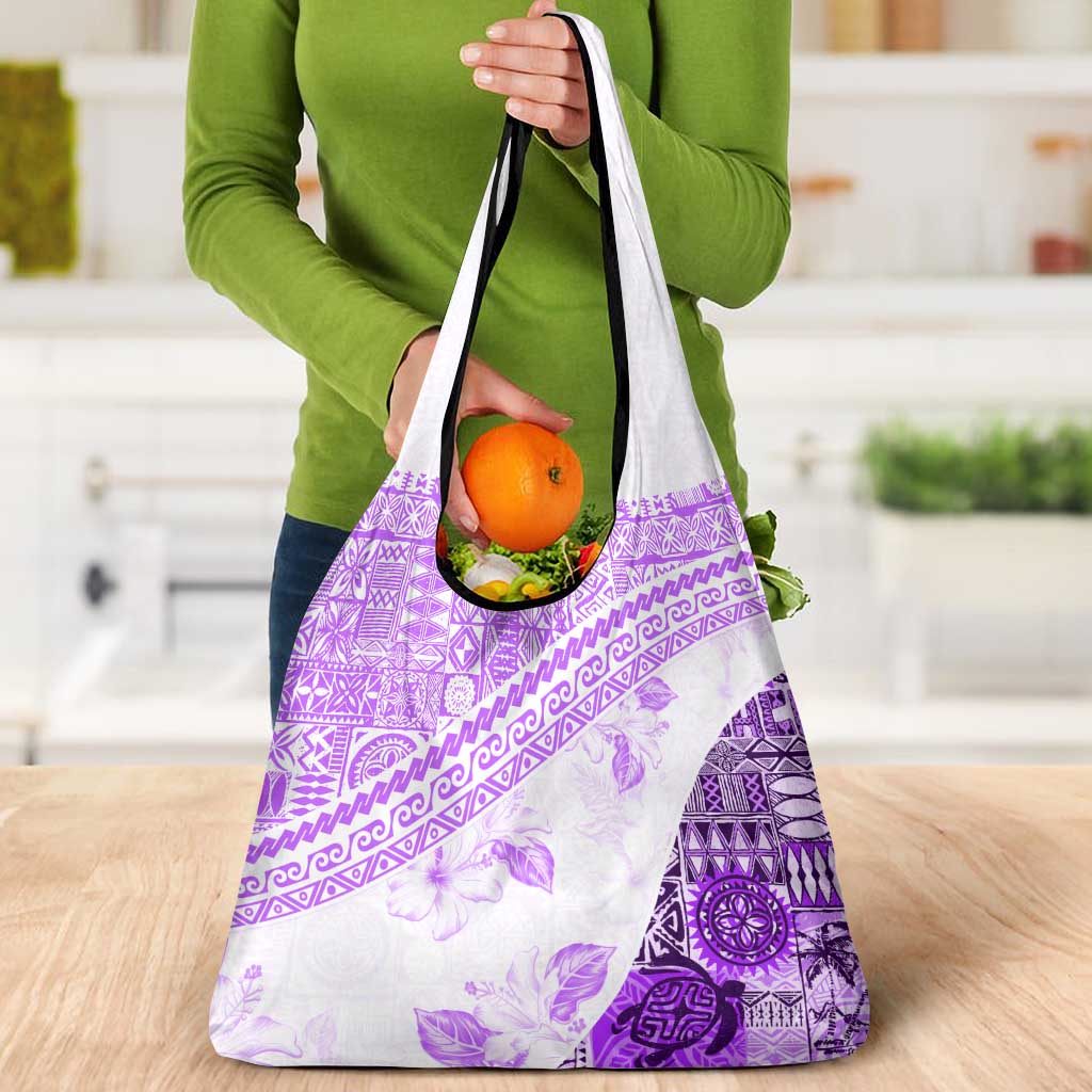 Hawaiian Tapa Grocery Bag Traditional Vintage Pattern Violet LT05 - Polynesian Pride