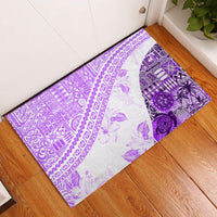 Hawaiian Tapa Rubber Doormat Traditional Vintage Pattern Violet LT05 Violet - Polynesian Pride