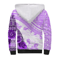 Hawaiian Tapa Sherpa Hoodie Traditional Vintage Pattern Violet LT05 - Polynesian Pride