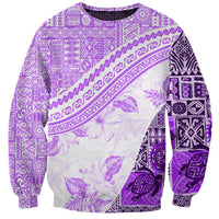 Hawaiian Tapa Sweatshirt Traditional Vintage Pattern Violet LT05 Unisex Violet - Polynesian Pride
