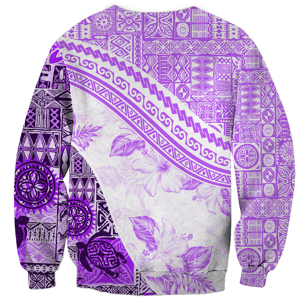 Hawaiian Tapa Sweatshirt Traditional Vintage Pattern Violet LT05 - Polynesian Pride