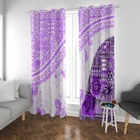 Hawaiian Tapa Window Curtain Traditional Vintage Pattern Violet LT05 With Grommets Violet - Polynesian Pride