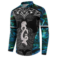 New Zealand Aotearoa Button Sweatshirt Maori Taniwha Paua Shell