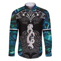 New Zealand Aotearoa Family Matching Off The Shoulder Long Sleeve Dress and Hawaiian Shirt Maori Taniwha Paua Shell