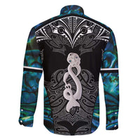 New Zealand Aotearoa Family Matching Off Shoulder Maxi Dress and Hawaiian Shirt Maori Taniwha Paua Shell LT05 - Polynesian Pride