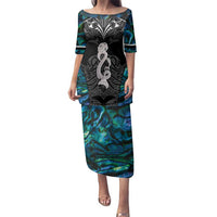 New Zealand Aotearoa Family Matching Puletasi and Hawaiian Shirt Maori Taniwha Paua Shell