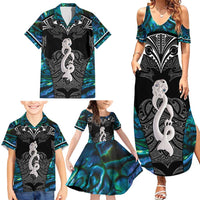 New Zealand Aotearoa Family Matching Summer Maxi Dress and Hawaiian Shirt Maori Taniwha Paua Shell LT05 - Polynesian Pride
