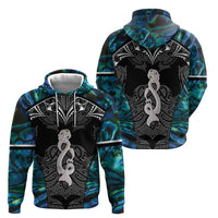 New Zealand Aotearoa Hoodie Maori Taniwha Paua Shell