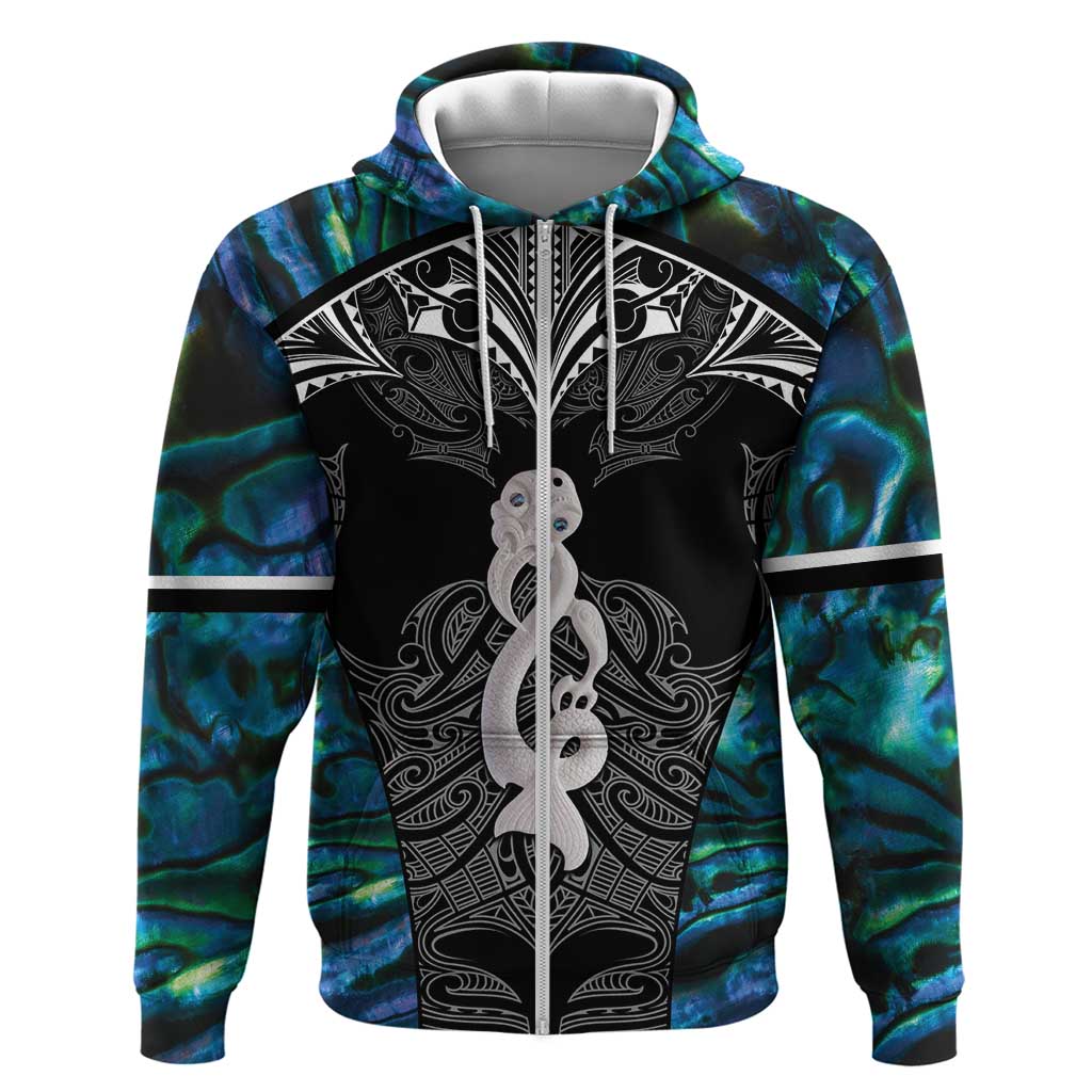 New Zealand Aotearoa Hoodie Maori Taniwha Paua Shell