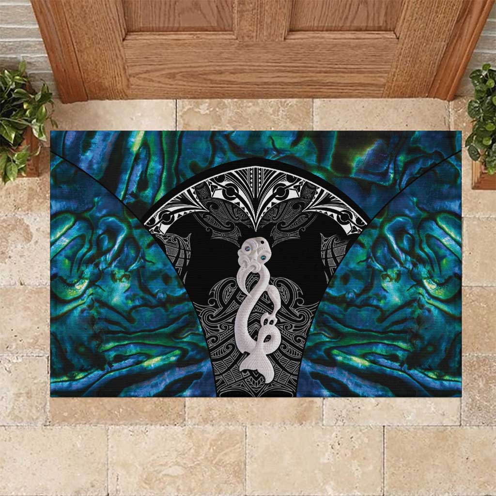 New Zealand Aotearoa Rubber Doormat Maori Taniwha Paua Shell