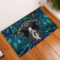 New Zealand Aotearoa Rubber Doormat Maori Taniwha Paua Shell