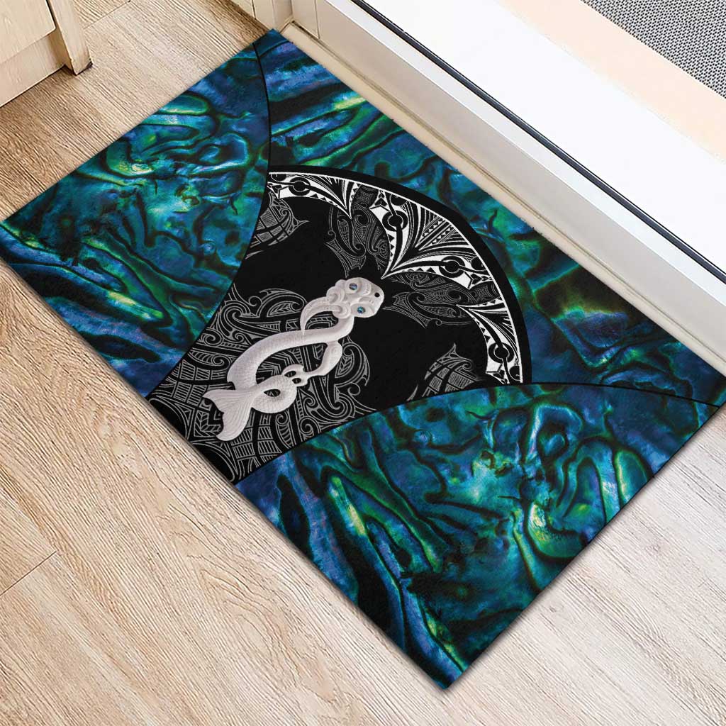 New Zealand Aotearoa Rubber Doormat Maori Taniwha Paua Shell