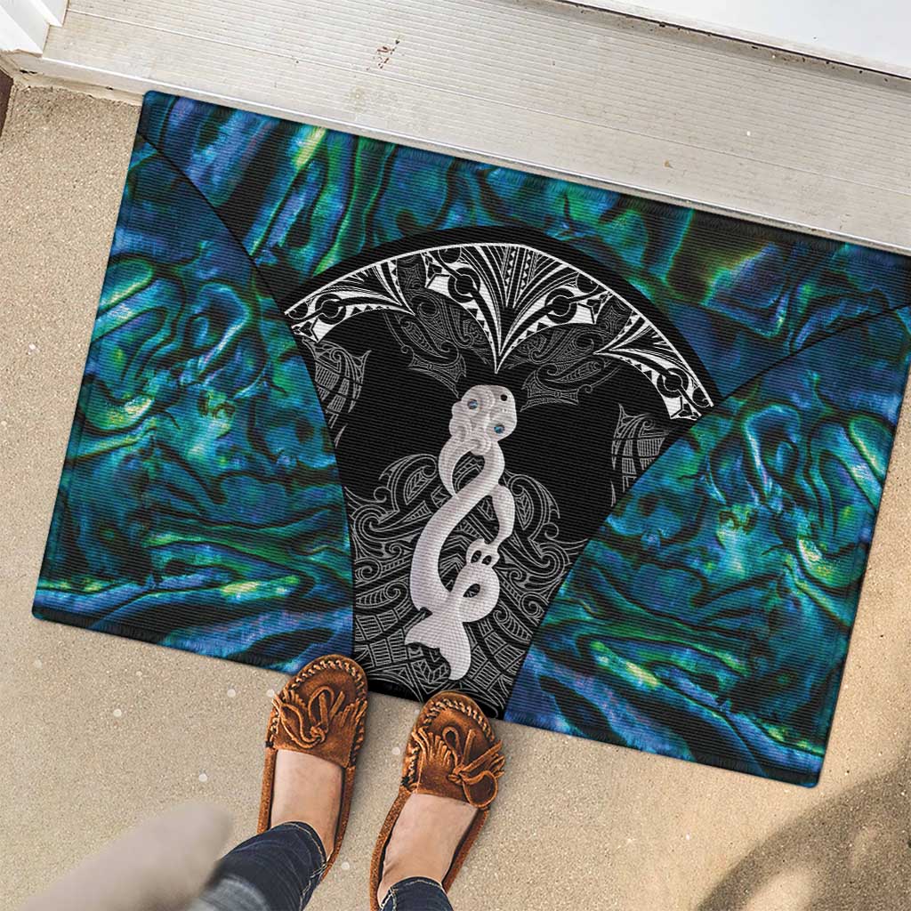 New Zealand Aotearoa Rubber Doormat Maori Taniwha Paua Shell